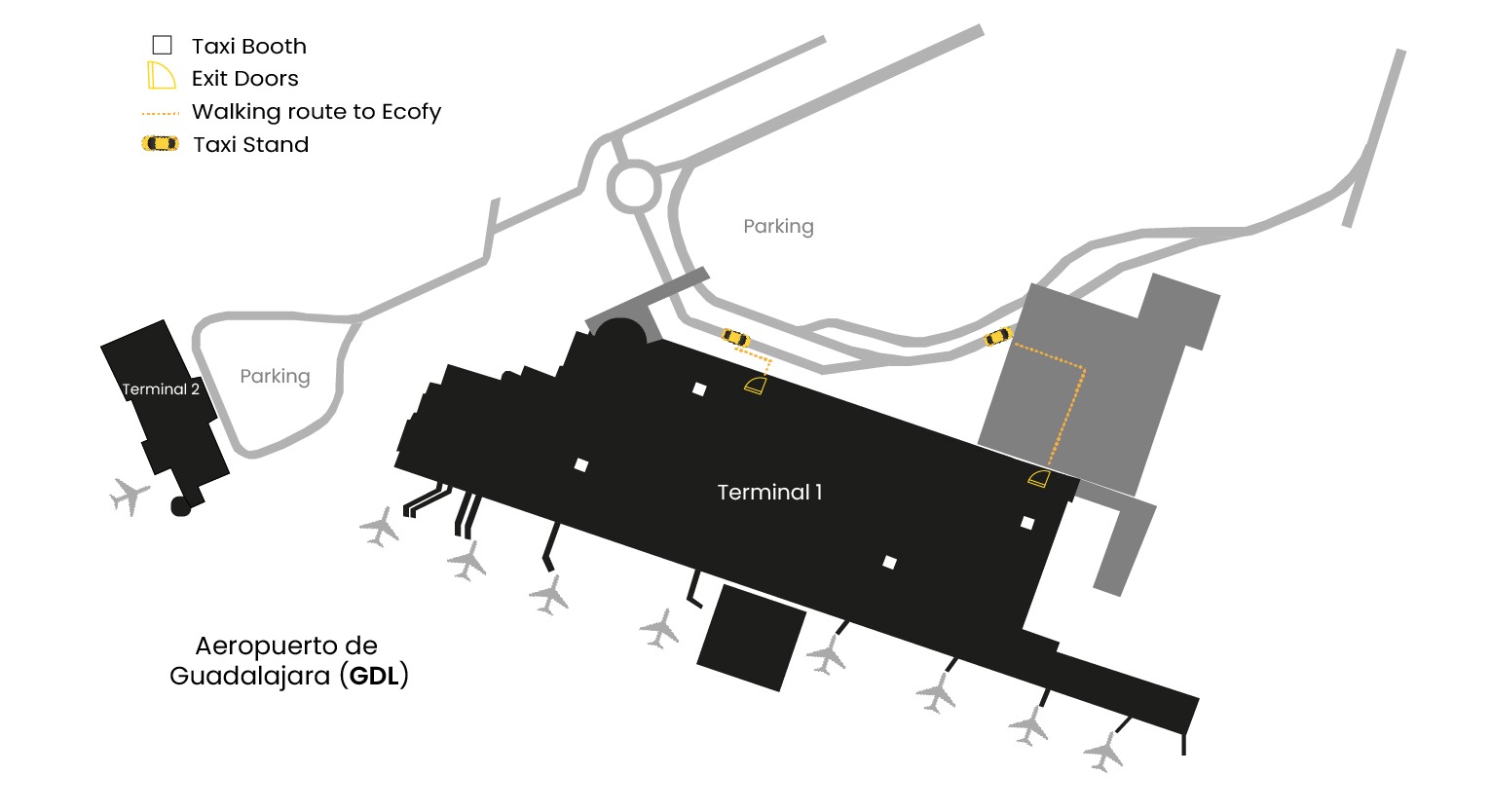 Mapa de aeropuerto de Guadalajara